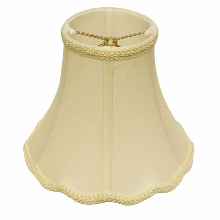 HOMEROOTS 8 in. Ivory Slanted Scallop Bell Monay Shantung Lampshade, Egg 469570